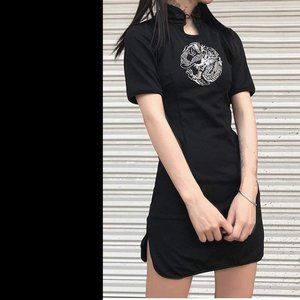Dragon Embroidered Dress Short Qipao